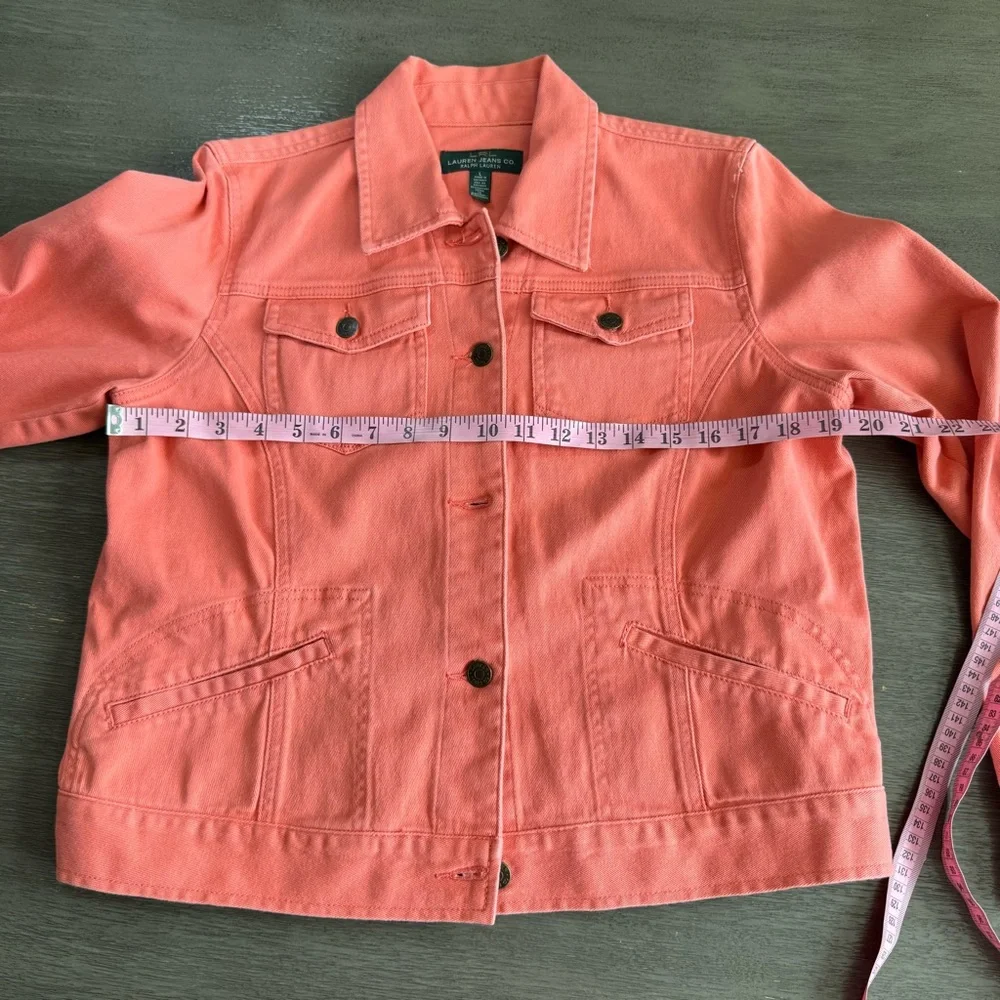 Ralph Lauren Coral Denim Jacket L Salmon Pink Color - Picture 12 of 14